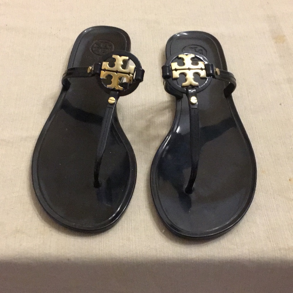Tory Burch Black and Gold Jelly Sandals
